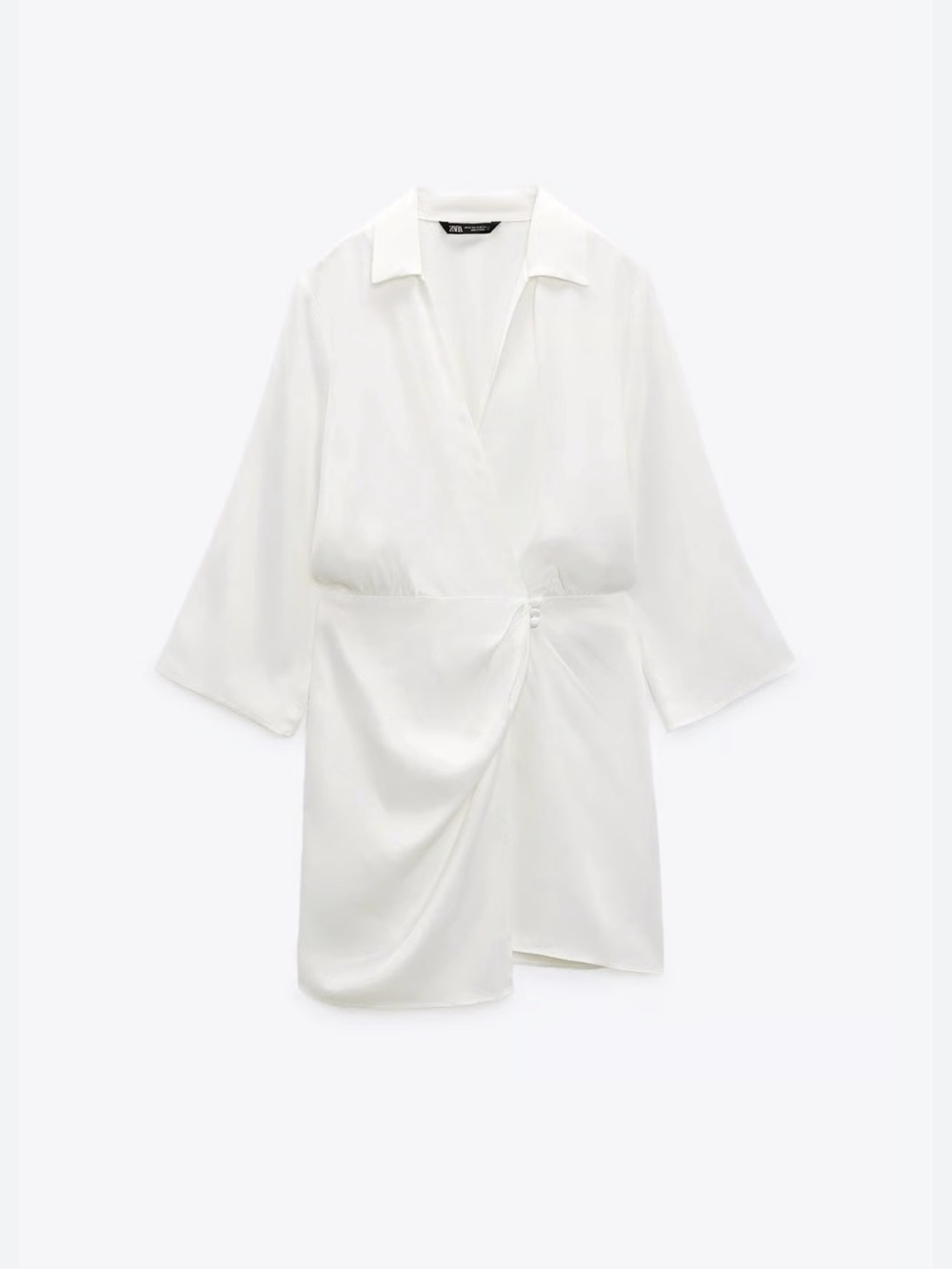 Zara White Draped Wrap Mini Dress - XL